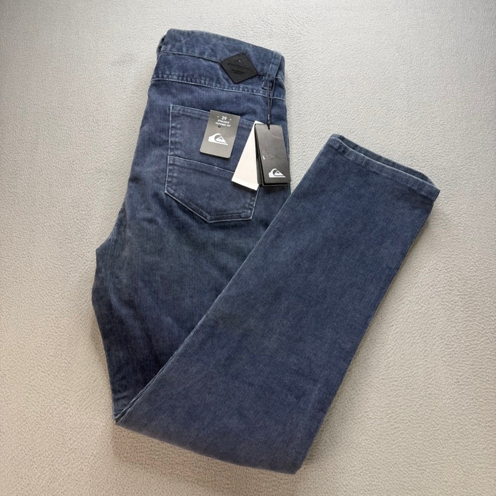 Quiksilver Kracker Youth Corduroy Pants Straight Tapered Fit 29 Blue Stretch